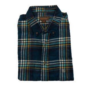🛒 $15 NORTHWEST TERRITORY Blue Button Up Flannel Plaid Long Sleeve NWT